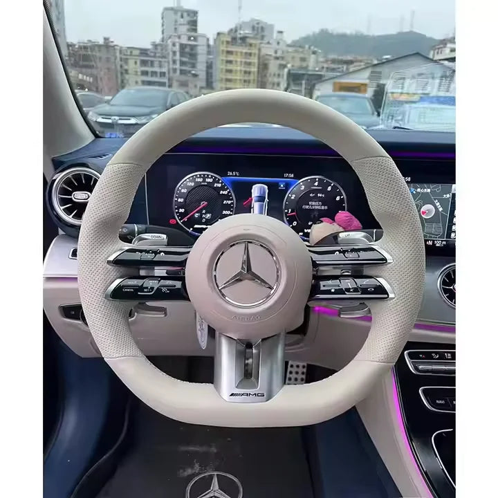 Carbon Fiber Steering Wheel for Mercedes Benz A35 A45 C63 C43 E53 E63 G63 G500 G55 AMG GT S63 GLE63 GLA45 W223 Steering Wheel-6