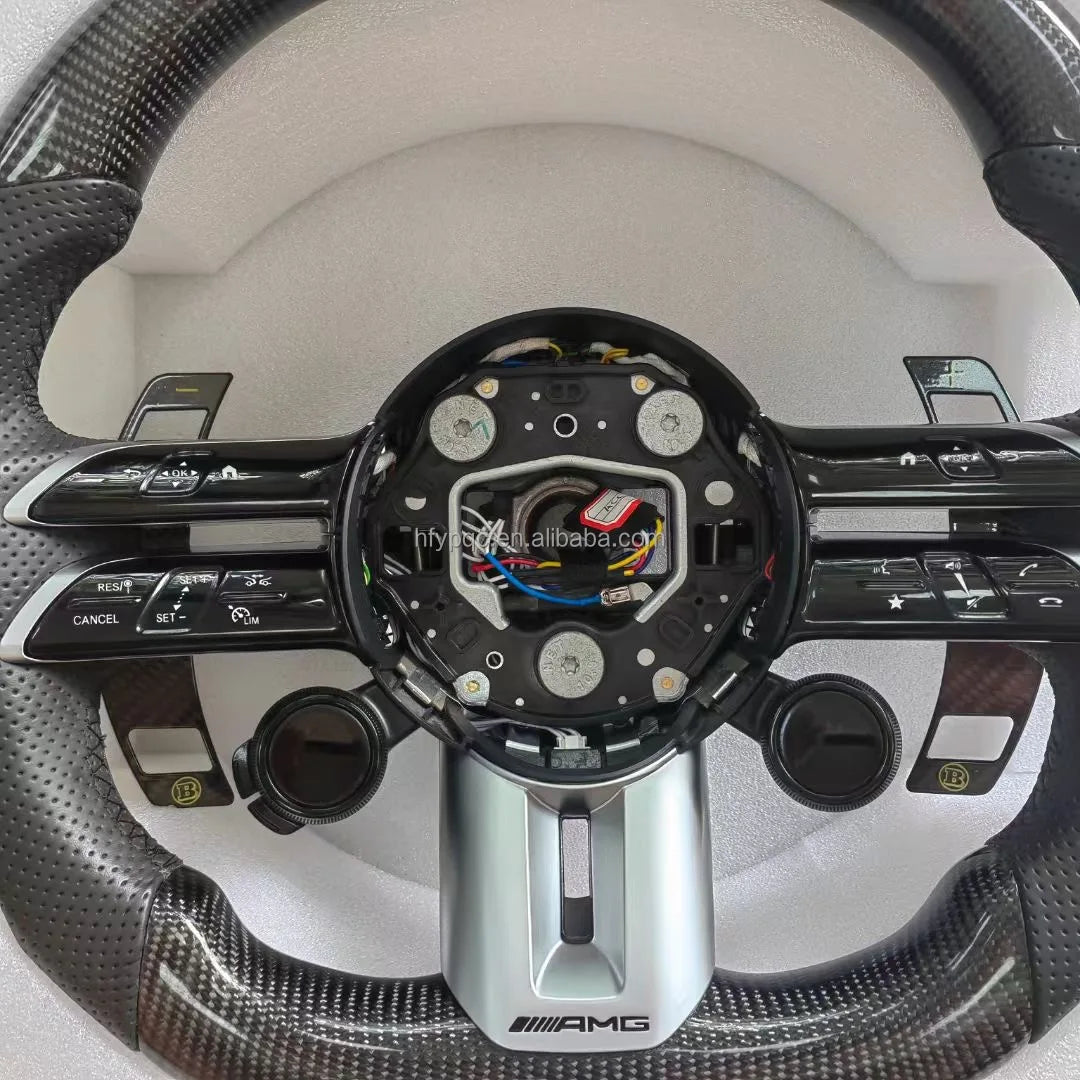 Carbon Fiber Steering Wheel for Mercedes Benz A35 A45 C63 C43 E53 E63 G63 G500 G55 AMG GT S63 GLE63 GLA45 W223 Steering Wheel-4