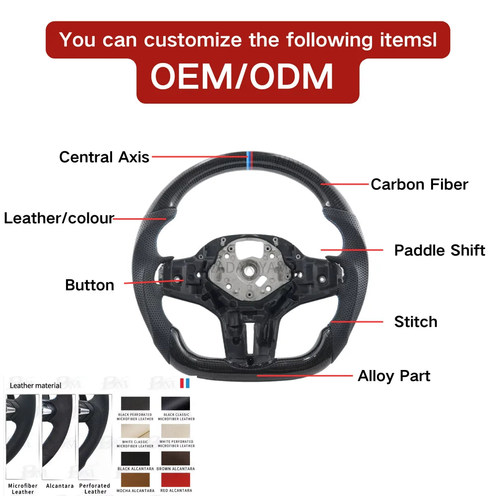 BM Fit Custom Sport Steering Wheels for 2019-2024 Dodge RAM Series High Quality Carbon Fiber Made with PU Material-2