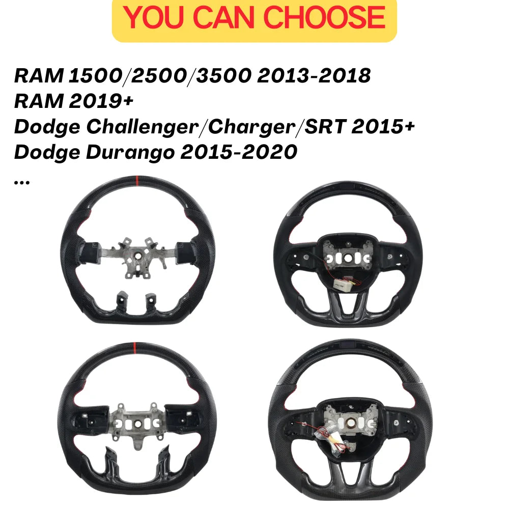 BM Fit Custom Sport Steering Wheels for 2019-2024 Dodge RAM Series High Quality Carbon Fiber Made with PU Material-1