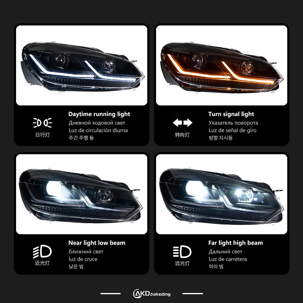 Car Styling Head Lamp for Golf 6 LED Headlight Projector Lens 2009-2012 Golf 6 Headlights Mk6 R20 Tsi Drl Automotive Accessories-2